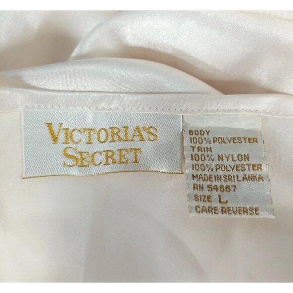 Victoria’s Secret Vintage Satin Lace Maxi Nightgown Champagne Slip‎ Dress Sz L - Picture 6 of 7